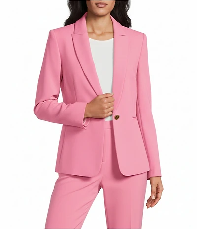 Preston & York Alyssa Notch Lapel Long Sleeve One Button Crepe Blazer