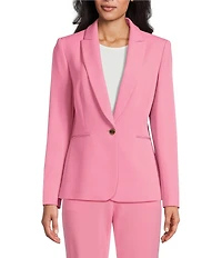 Preston & York Alyssa Notch Lapel Long Sleeve One Button Crepe Blazer