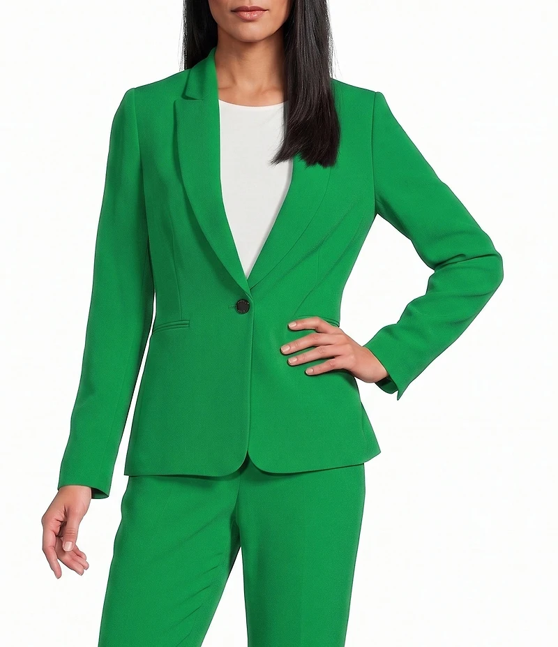 Preston & York Alyssa Notch Lapel Long Sleeve One Button Crepe Blazer