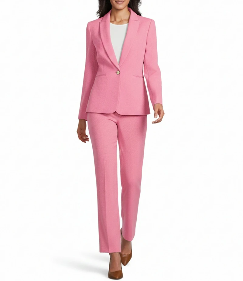 Preston & York Alyssa Notch Lapel Long Sleeve One Button Crepe Blazer