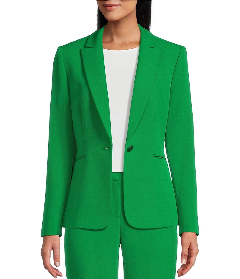 Preston & York Alyssa Notch Lapel Long Sleeve One Button Crepe Blazer