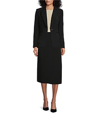Preston & York Alyssa Notch Lapel Long Sleeve One Button Crepe Blazer