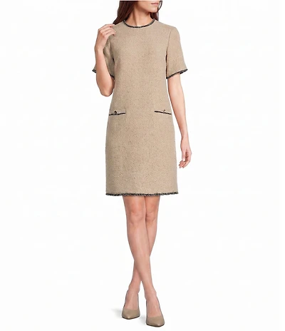 Preston & York Amina Tweed Round Neck Short Sleeve Dress
