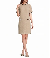 Preston & York Amina Tweed Round Neck Short Sleeve Dress