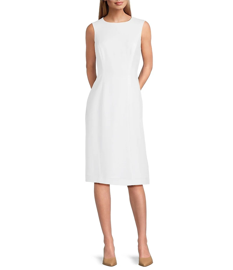 Preston & York Angie Crepe Crew Neck Sleeveless Back Split Hem Column Sheath Coordinating Dress