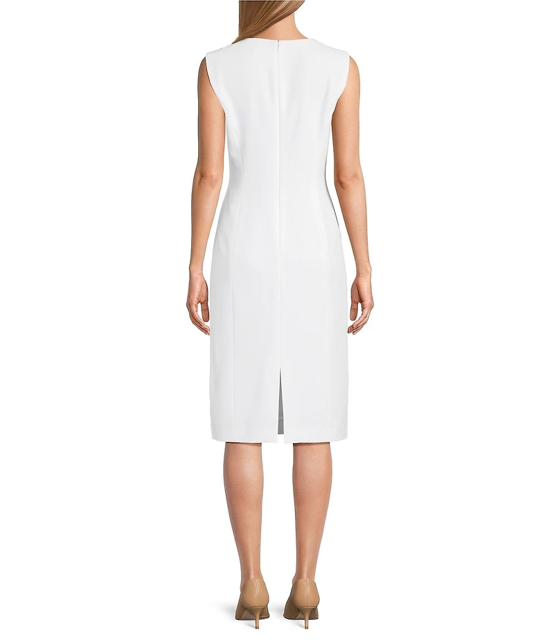Preston & York Angie Crepe Crew Neck Sleeveless Back Split Hem Column Sheath Coordinating Dress