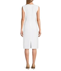 Preston & York Angie Crepe Crew Neck Sleeveless Back Split Hem Column Sheath Coordinating Dress