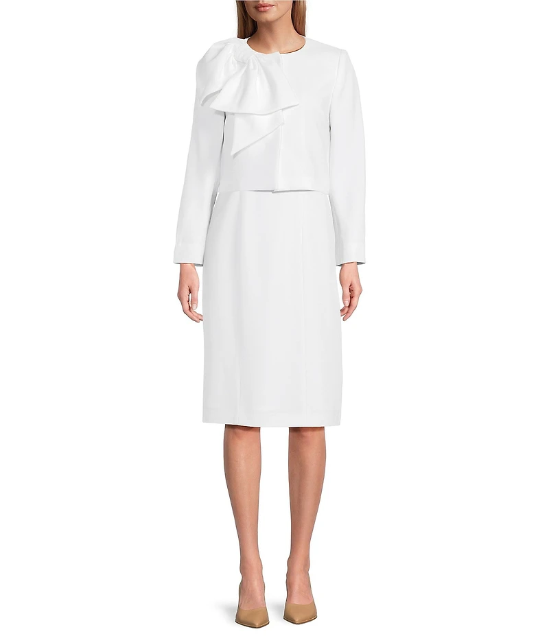 Preston & York Angie Crepe Crew Neck Sleeveless Back Split Hem Column Sheath Coordinating Dress