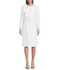 Preston & York Angie Crepe Crew Neck Sleeveless Back Split Hem Column Sheath Coordinating Dress