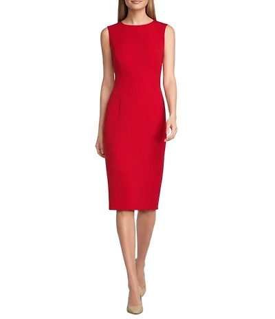 Preston & York Angie Crepe Crew Neck Sleeveless Back Split Hem Column Sheath Coordinating Dress
