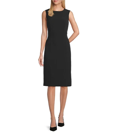 Preston & York Angie Crepe Crew Neck Sleeveless Back Split Hem Column Sheath Coordinating Dress