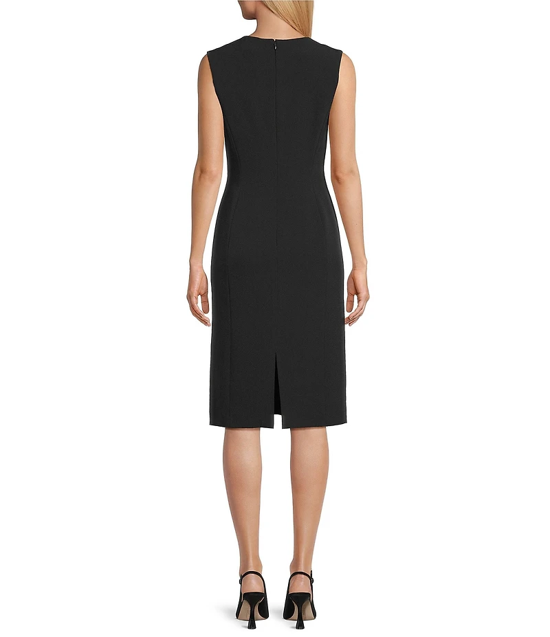 Preston & York Angie Crepe Crew Neck Sleeveless Back Split Hem Column Sheath Coordinating Dress