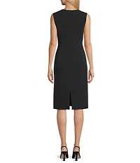 Preston & York Angie Crepe Crew Neck Sleeveless Back Split Hem Column Sheath Coordinating Dress