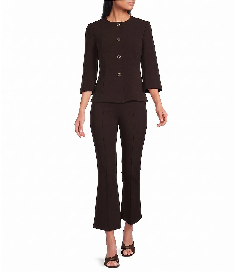 Preston & York April Stretch Crepe Round Neck 3/4 Sleeve Jacket