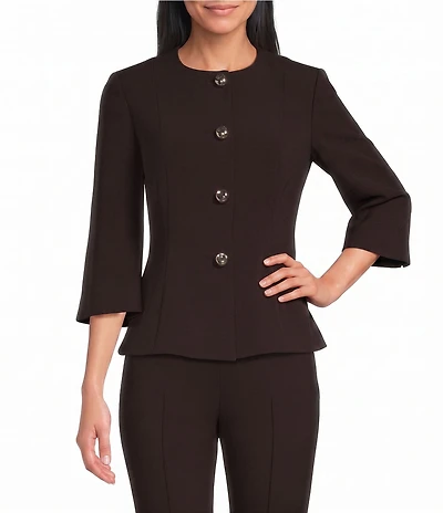 Preston & York April Stretch Crepe Round Neck 3/4 Sleeve Jacket
