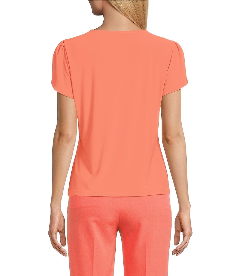 Preston & York Arianna Short Tulip Sleeve Crew Neck Knit Shirt