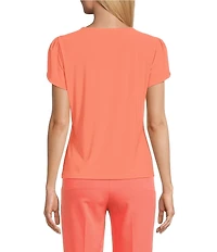 Preston & York Arianna Short Tulip Sleeve Crew Neck Knit Shirt