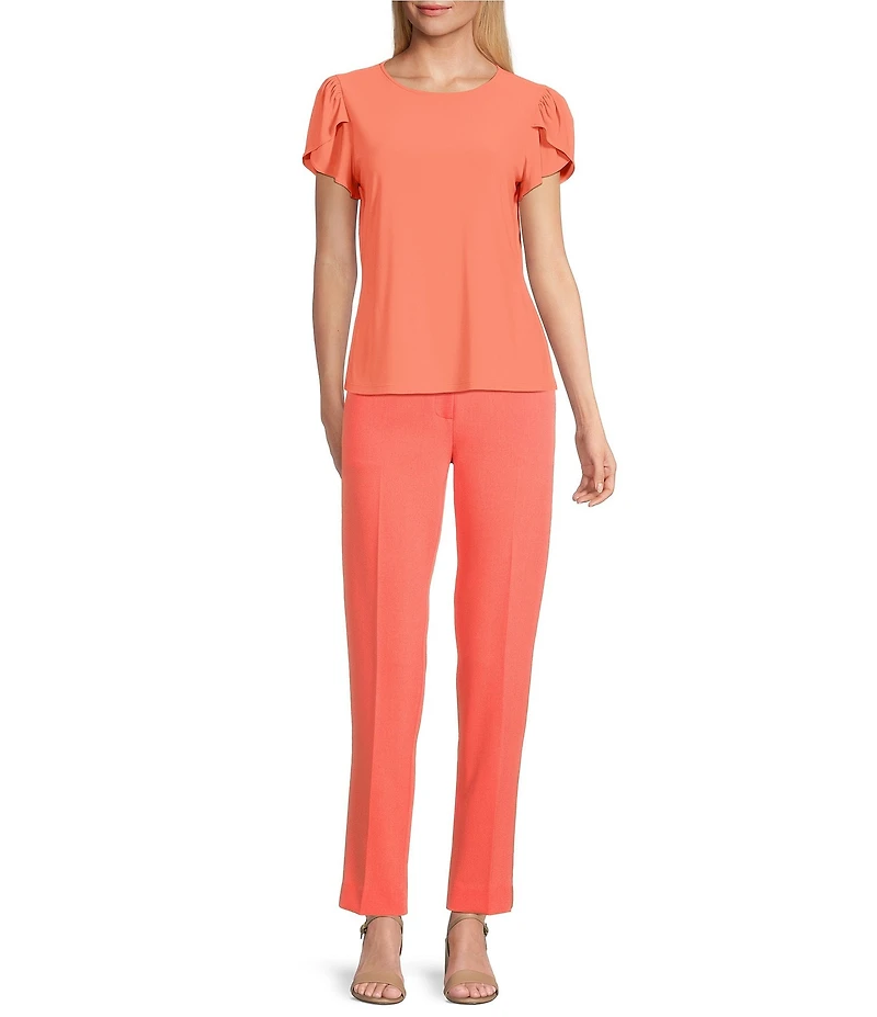 Preston & York Arianna Short Tulip Sleeve Crew Neck Knit Shirt