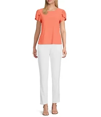 Preston & York Arianna Short Tulip Sleeve Crew Neck Knit Shirt
