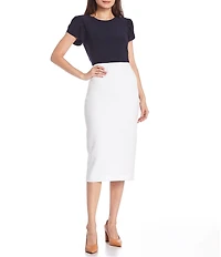 Preston & York Arianna Short Tulip Sleeve Crew Neck Knit Shirt