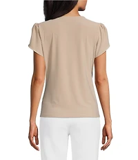Preston & York Arianna Short Tulip Sleeve Crew Neck Knit Shirt