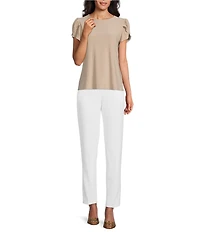 Preston & York Arianna Short Tulip Sleeve Crew Neck Knit Shirt