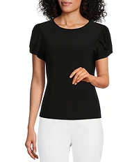 Preston & York Arianna Short Tulip Sleeve Crew Neck Knit Shirt