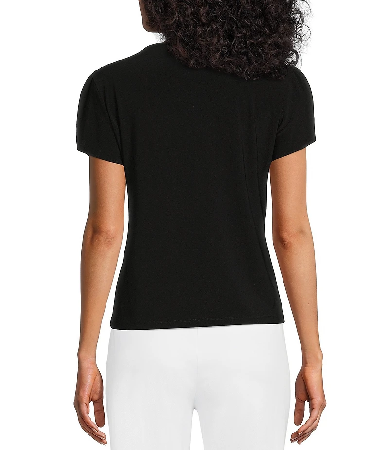 Preston & York Arianna Short Tulip Sleeve Crew Neck Knit Shirt