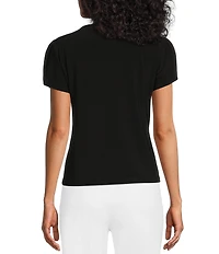 Preston & York Arianna Short Tulip Sleeve Crew Neck Knit Shirt