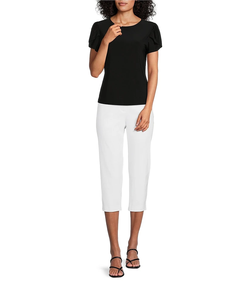 Preston & York Arianna Short Tulip Sleeve Crew Neck Knit Shirt