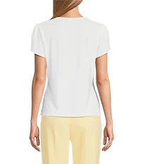 Preston & York Arianna Short Tulip Sleeve Crew Neck Knit Shirt