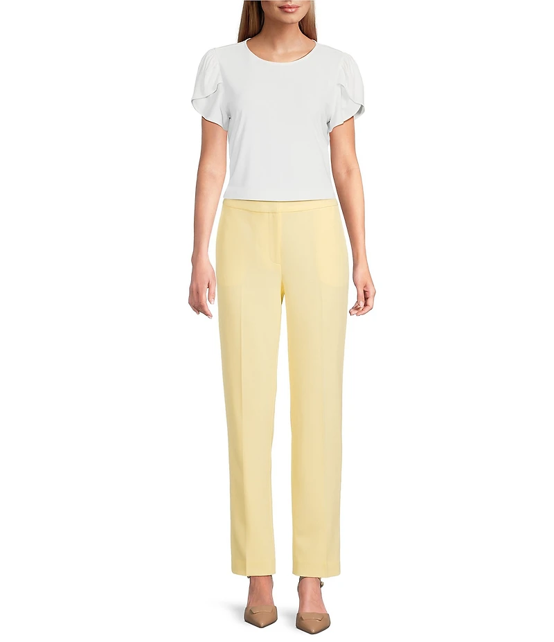 Preston & York Arianna Short Tulip Sleeve Crew Neck Knit Shirt