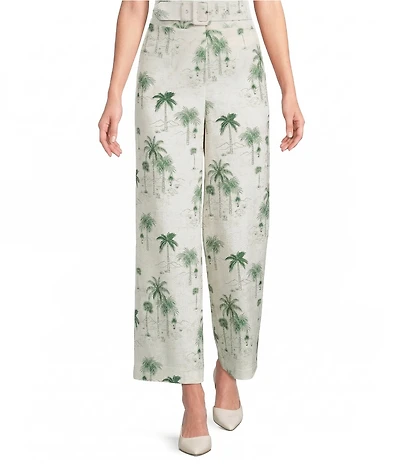 Preston & York Cassia Printed Stretch Linen Wide Leg Pants
