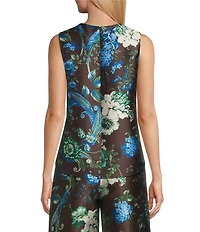 Preston & York Charmain Coordinating Printed Mikado Crew Neckline Sleeveless Blouse