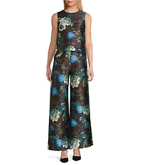 Preston & York Charmain Coordinating Printed Mikado Crew Neckline Sleeveless Blouse