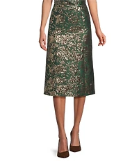 Preston & York Coordinating Beatrix Metallic Jacquard Midi Skirt