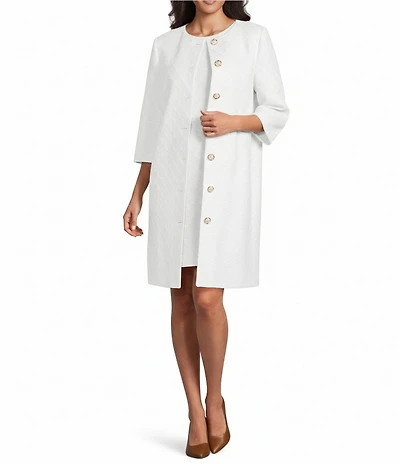 Preston & York Coordinating Belinda Round Neck 3/4 Sleeve Length Jacquard Jacket