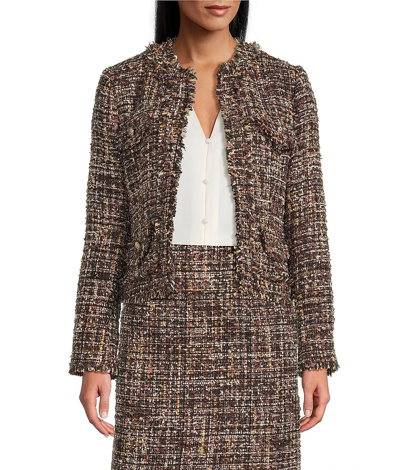 Preston & York Coordinating Gerri Tweed Crew Neckline Bracelet Length Sleeve Jacket