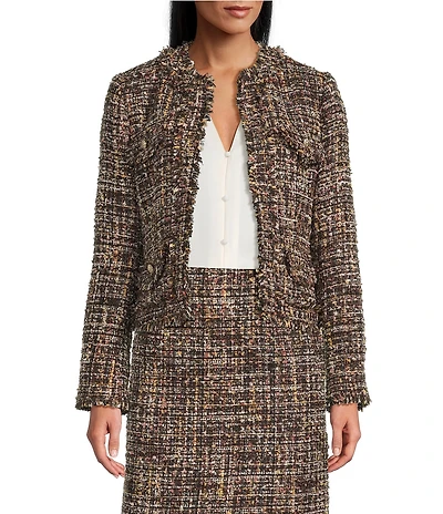 Preston & York Coordinating Gerri Tweed Crew Neckline Bracelet Length Sleeve Jacket