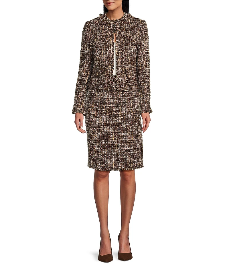 Preston & York Coordinating Gerri Tweed Crew Neckline Bracelet Length Sleeve Jacket
