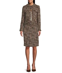 Preston & York Coordinating Gerri Tweed Crew Neckline Bracelet Length Sleeve Jacket