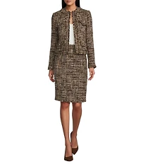Preston & York Coordinating Gerri Tweed Crew Neckline Bracelet Length Sleeve Jacket