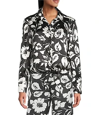 Preston & York Coordinating Kinsley Tie Button Front Long Sleeve Blouse