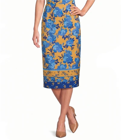 Preston & York Coordinating Printed Stretch Linen Veronika Skirt
