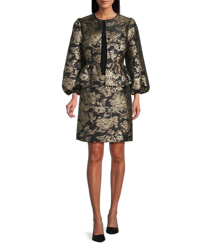 Preston & York Coordinating Rhodes Round Neckline Bracelet Length Sleeve Jacquard Jacket