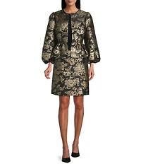 Preston & York Coordinating Rhodes Round Neckline Bracelet Length Sleeve Jacquard Jacket