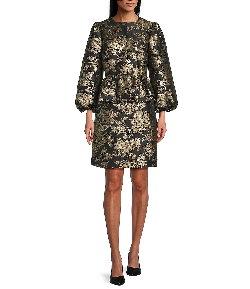 Preston & York Coordinating Rhodes Round Neckline Bracelet Length Sleeve Jacquard Jacket