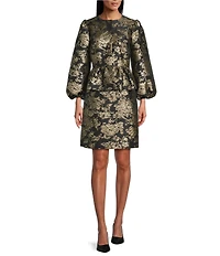 Preston & York Coordinating Rhodes Round Neckline Bracelet Length Sleeve Jacquard Jacket