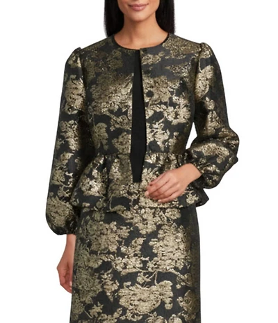 Preston & York Coordinating Rhodes Round Neckline Bracelet Length Sleeve Jacquard Jacket