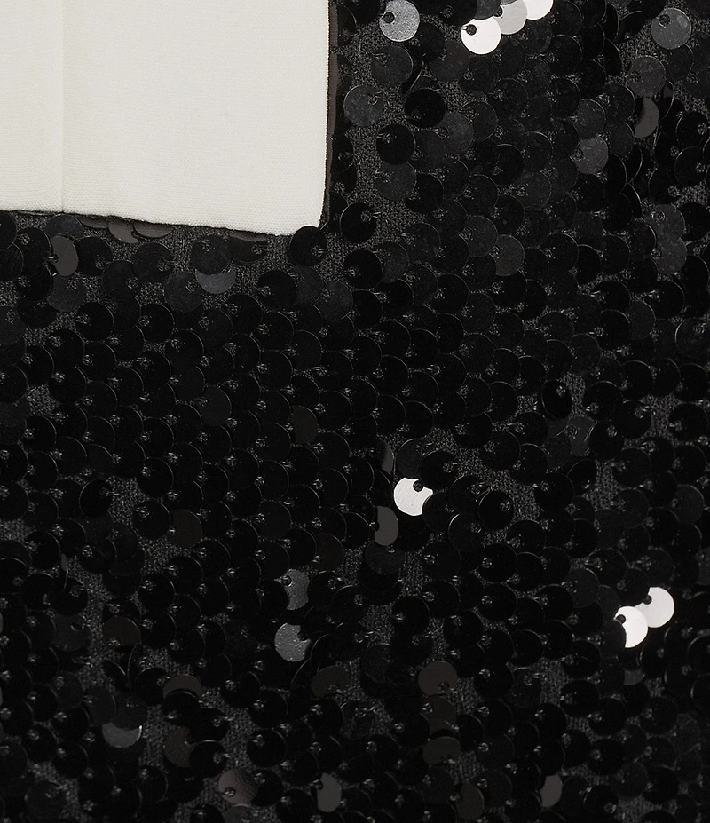 Preston & York Donna Rounded V Slit Neckline Long Sleeve Knit Sequin Dress